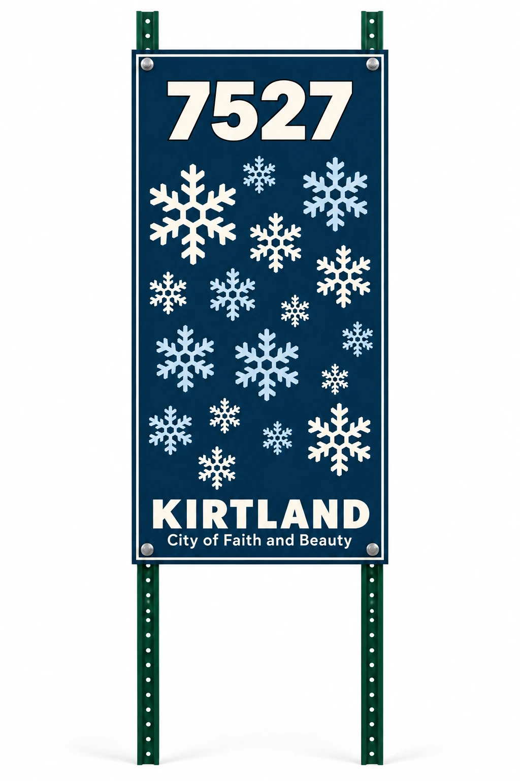 Snowflake shield showing the rectangular panel, two posts and mounting points